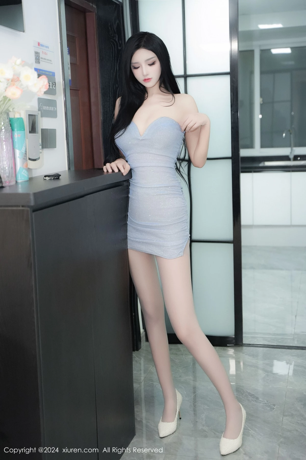秀人集.com_[XiuRen秀人网]No.9278_新人模特想做你的猫.性感银灰连衣短裙配超薄丝袜秀美腿诱惑写真79P