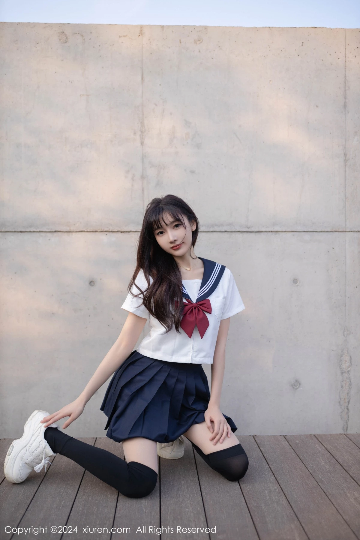 秀人集.com_[XiuRen秀人网]No.9305_模特陆萱萱性感JK制服+黑色高叉连体衣配黑丝袜秀美腿诱惑写真80P