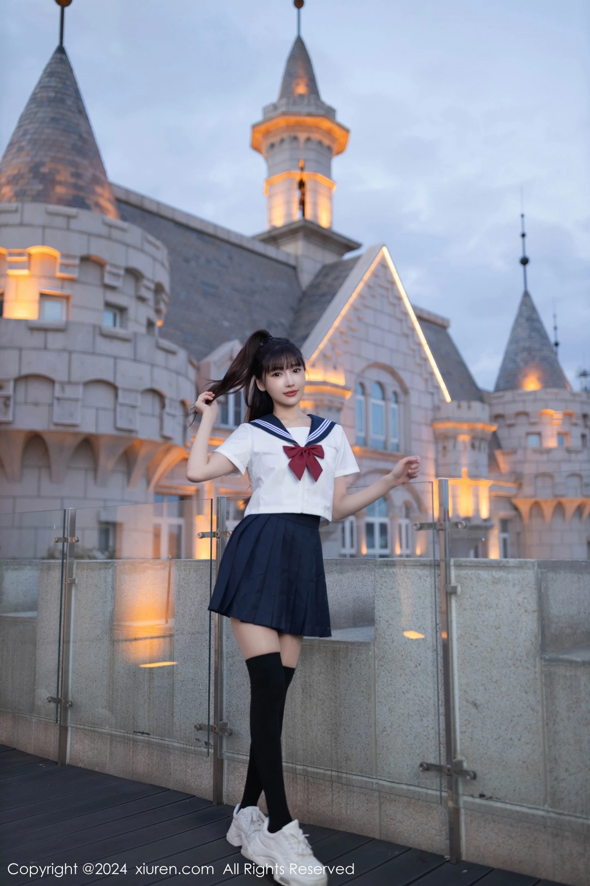 秀人集.com_[XiuRen秀人网]No.9305_模特陆萱萱性感JK制服+黑色高叉连体衣配黑丝袜秀美腿诱惑写真80P