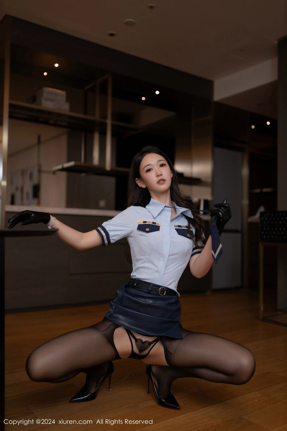 秀人集.com_[XiuRen秀人网]No.9356_模特唐安琪性感蓝色制服露黑色内衣配开档黑丝秀曼妙身姿诱惑写真82P