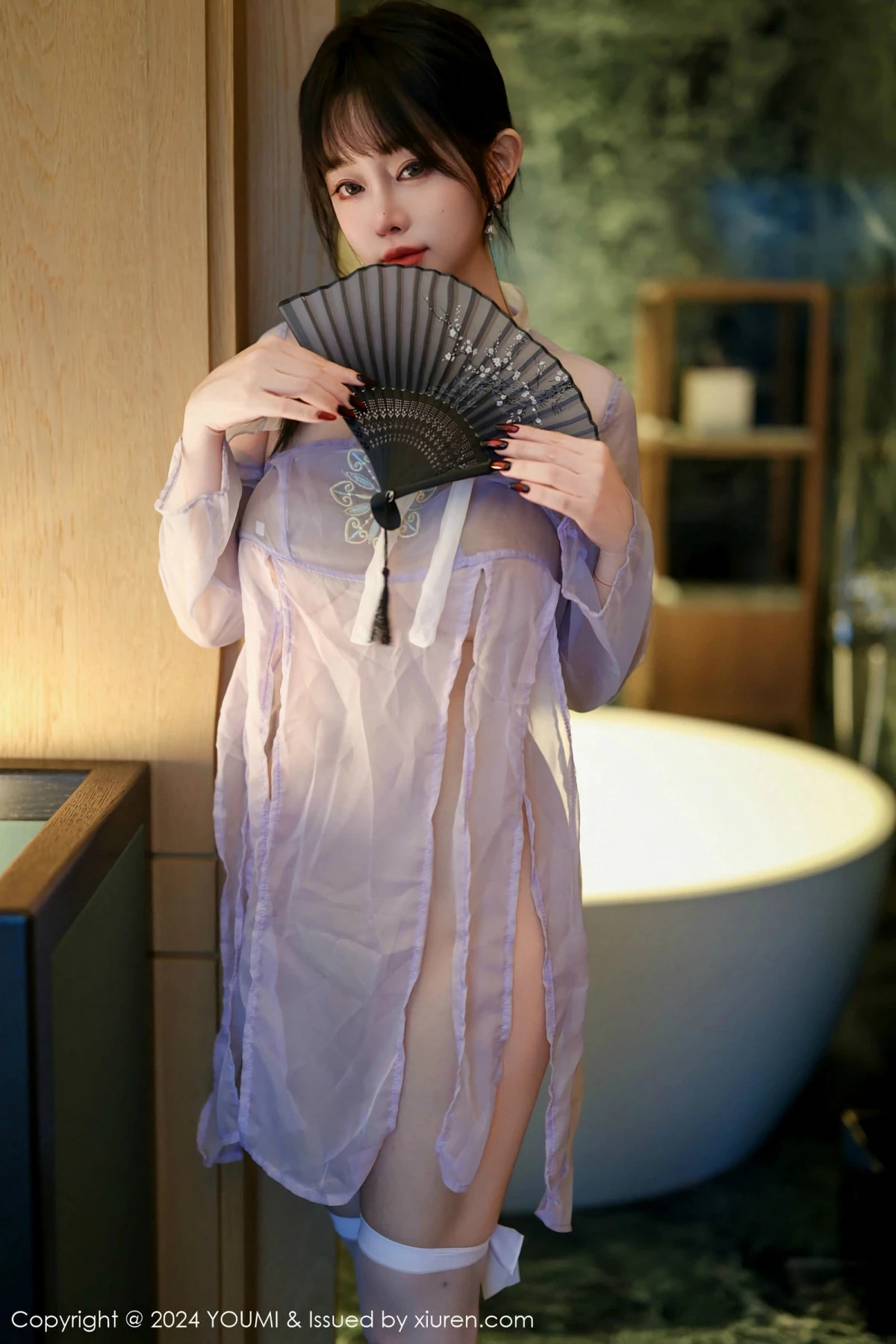 秀人集.com_[YouMi尤蜜荟]Vol.1114_女神王雨纯性感轻透浅紫色服饰配白丝袜秀火辣身材撩人诱惑写真72P