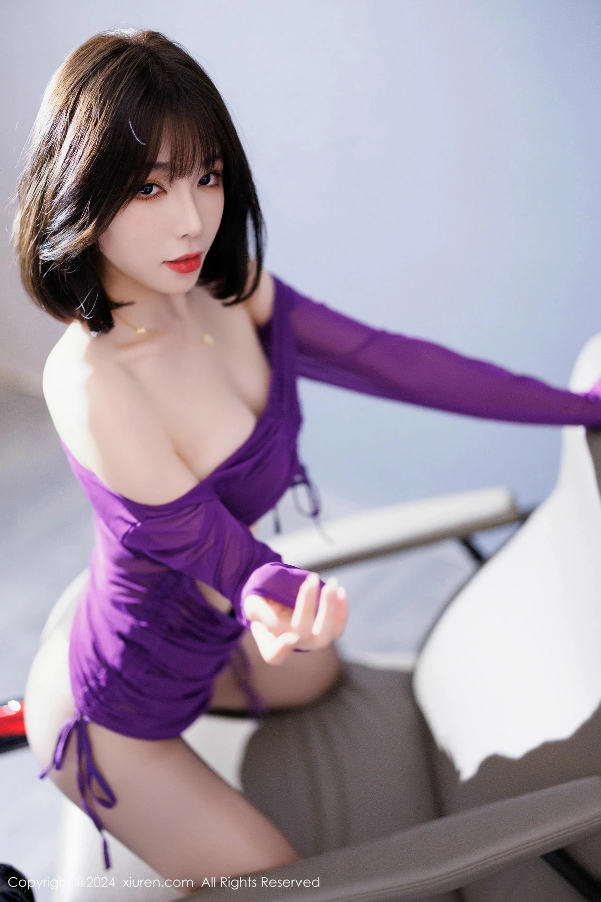 秀人集.com_[XiuRen秀人网]No.9482_女神徐莉芝Booty紫色连衣短裙露黑色蕾丝情趣内衣撩人诱惑写真82P