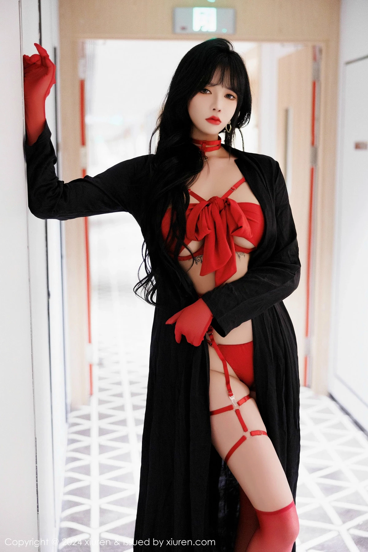 秀人集.com_[XiuRen秀人网]No.9671_模特娜比性感红色情趣内衣配红色丝袜秀凹凸身材完美诱惑写真80P