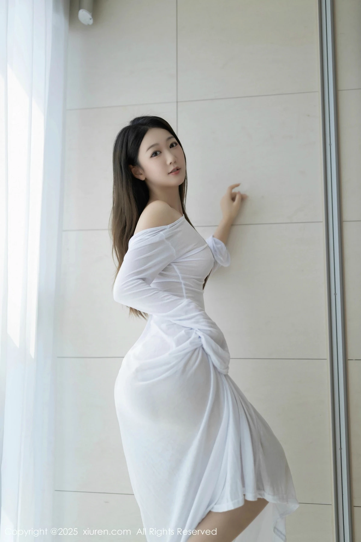 秀人集.com_[XiuRen秀人网]No.9840_模特唐安琪性感白色连衣长裙配开档肉丝秀曼妙身姿撩人诱惑写真84P