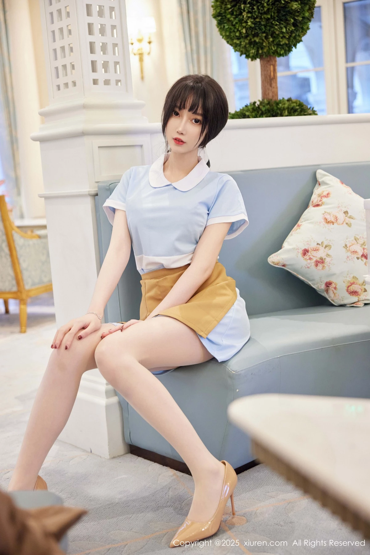 秀人集.com_[XiuRen秀人网]No.9864_模特玥儿玥er性感蓝色连衣短裙配超薄肉丝秀曼妙身材诱惑写真82P