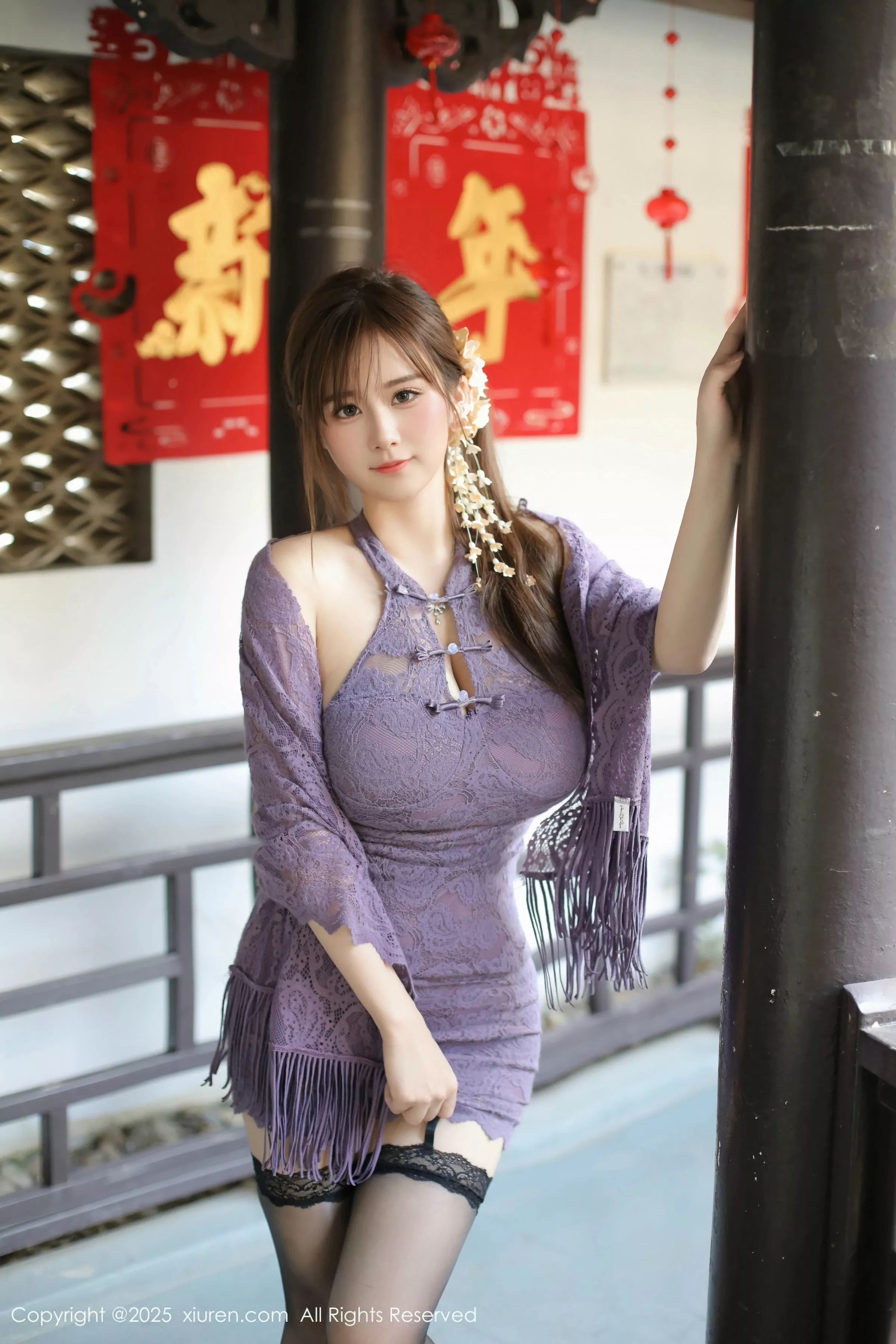 秀人集.com_[XiuRen秀人网]No.9997_模特小肉肉咪性感紫色连衣短裙配超薄黑丝秀凹凸身材诱惑写真79P