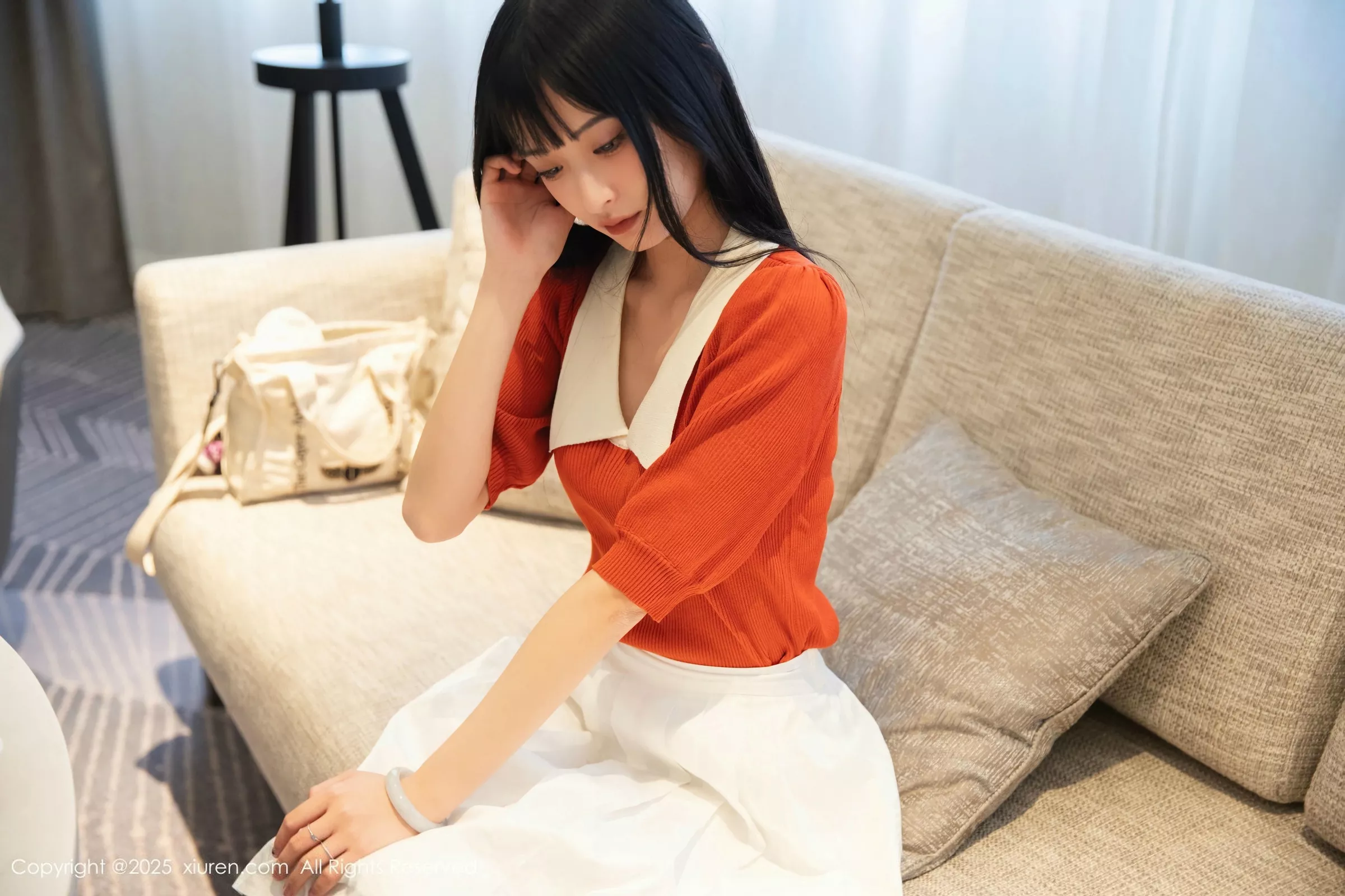 秀人集.com_[XiuRen秀人网]No.10247_模特茂木希子性感橙T露白色内衣配超薄肉丝秀完美身材诱惑写真80P