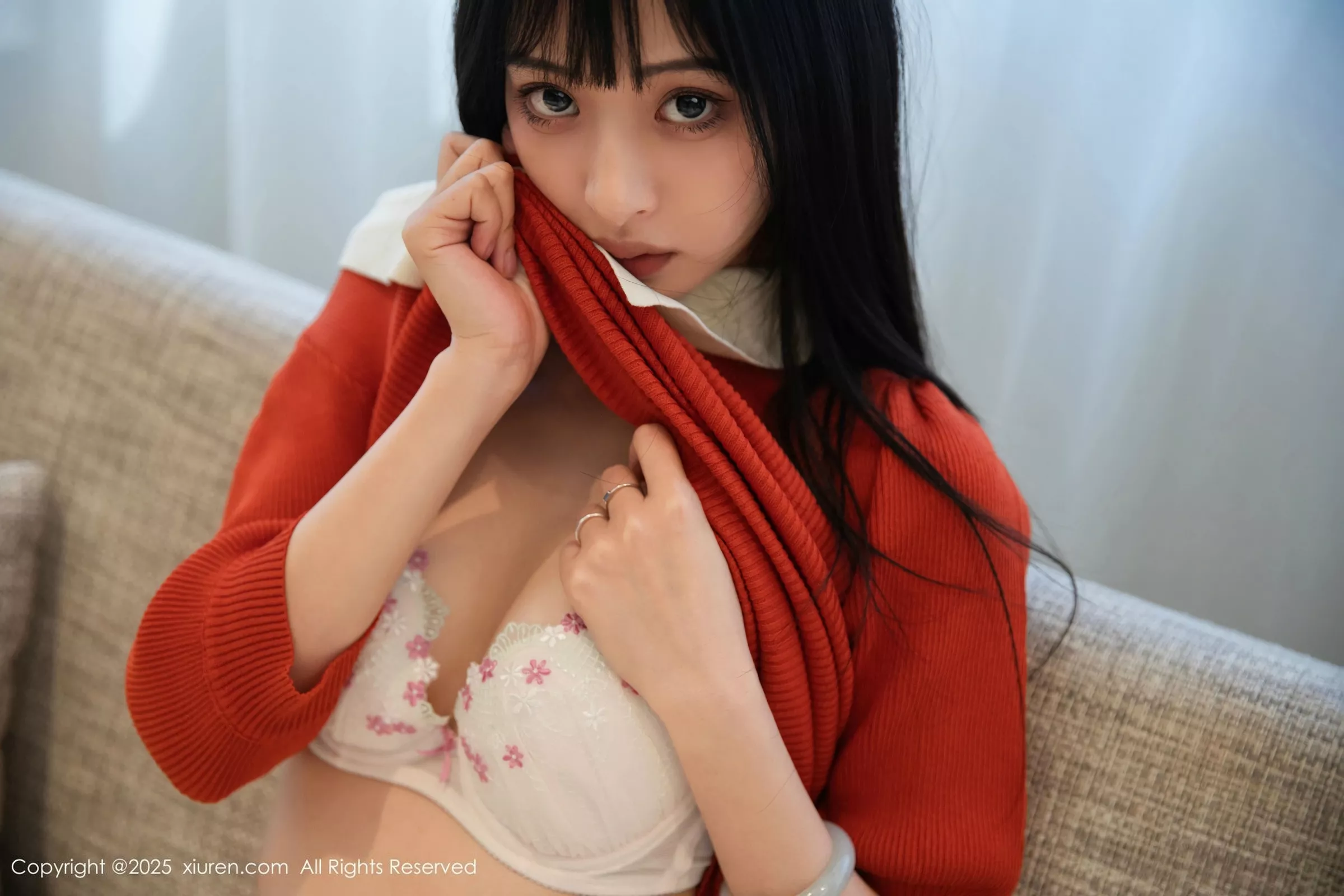 秀人集.com_[XiuRen秀人网]No.10247_模特茂木希子性感橙T露白色内衣配超薄肉丝秀完美身材诱惑写真80P